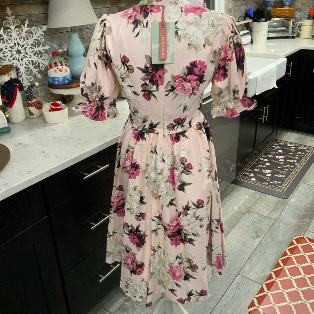 JESSAKAE Midi Dress Rosewood Acre Small Pink Floral Fairy Romantic Cottage Core - Picture 3 of 15